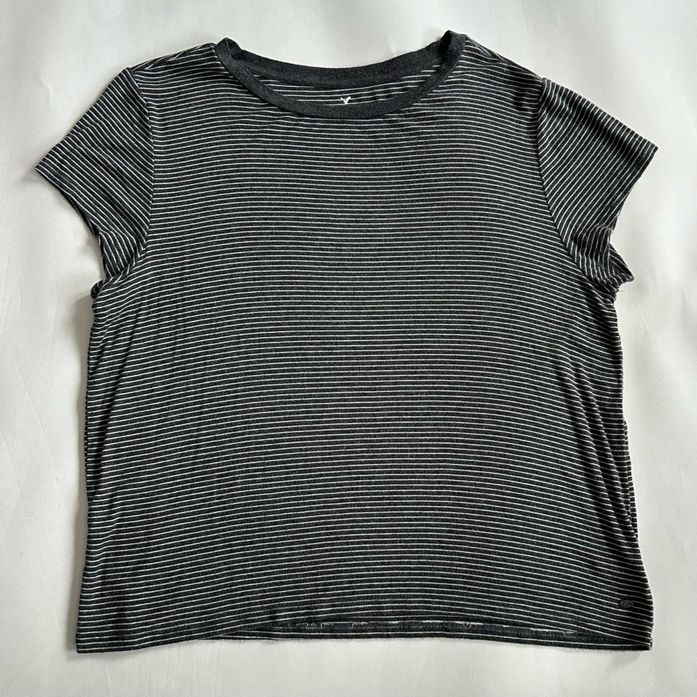 AE Charcoal Grey and White Stripe Soft & Sexy T-Shirt